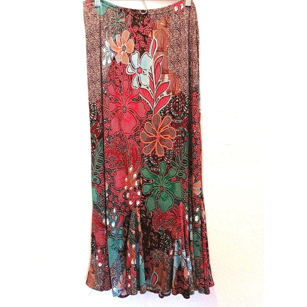 Vintage Christopher & Banks Floral Patchwork Maxi Skirt Size Large Boho Y2K